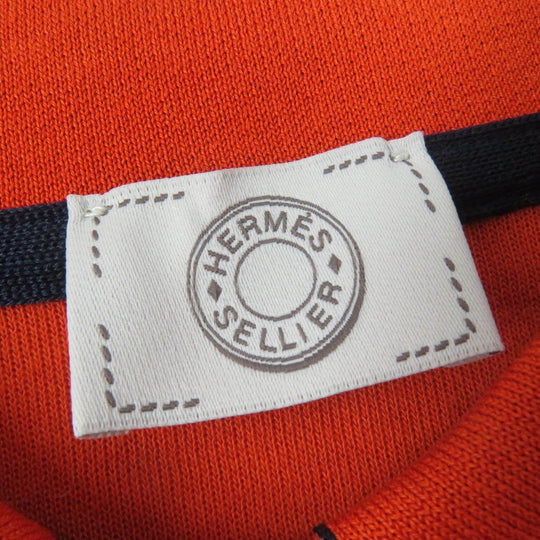 HERMES Short sleeve polo shirt H800270E Main: 58% cotton, Main: 42% polyester, Part: 100% cotton Orange Double Joux Women XL Used Authentic