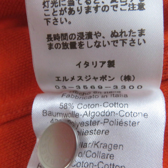 HERMES Short sleeve polo shirt H800270E Main: 58% cotton, Main: 42% polyester, Part: 100% cotton Orange Double Joux Women XL Used Authentic