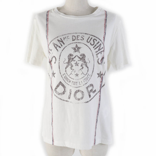 Christian Dior Short sleeve T-shirt 243T09A4426 Main: 85% cotton, Main: 15% linen Ivory Women S Used Authentic