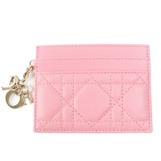 Christian Dior Card Case S09740NMJ Main: Leather pink Lady Dior Freesia Women Used Authentic