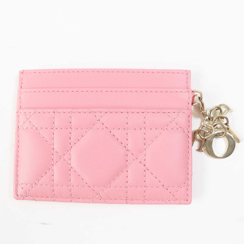 Christian Dior Card Case S09740NMJ Main: Leather pink Lady Dior Freesia Women Used Authentic