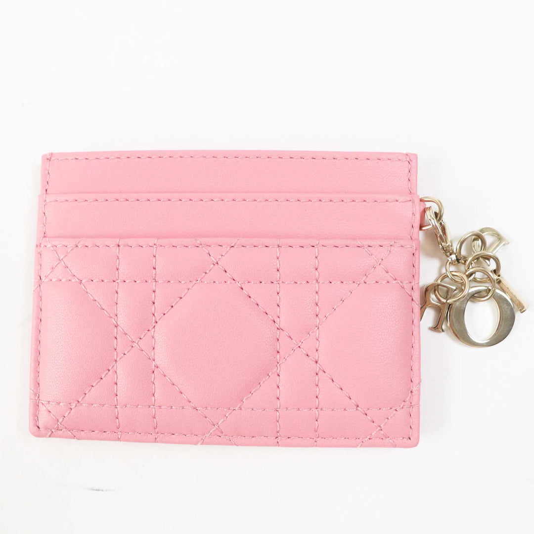 Christian Dior Card Case S09740NMJ Main: Leather pink Lady Dior Freesia Women Used Authentic