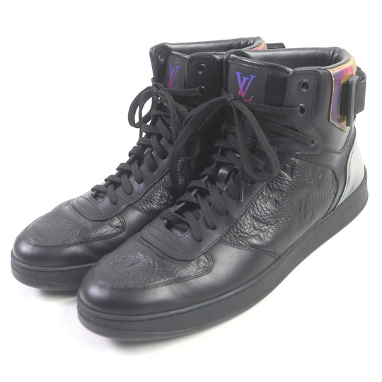 LOUIS VUITTON High cut sneakers Main: Leather black mens 8 Used Authentic