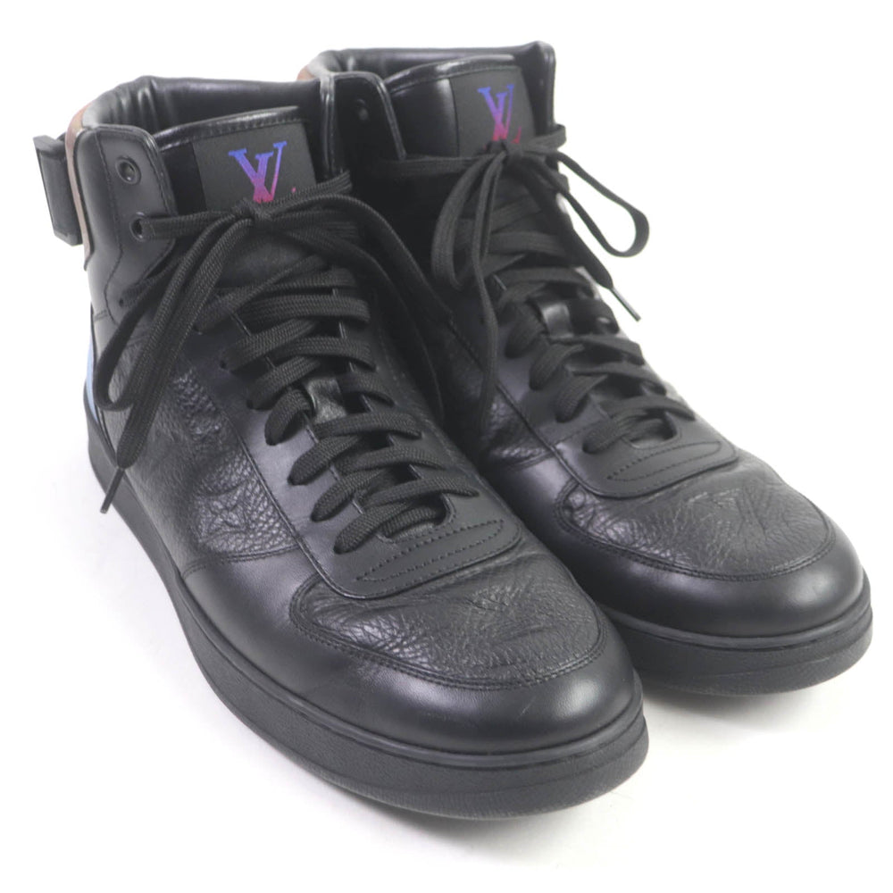 LOUIS VUITTON High cut sneakers Main: Leather black mens 8 Used Authentic