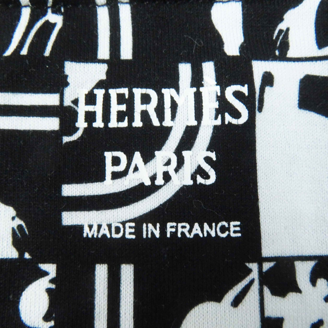HERMES Short sleeve T-shirt Main: 100% cotton Black White BRIDES DE GALA en Desordre Ceremonial bridles Women 34 Used Authentic