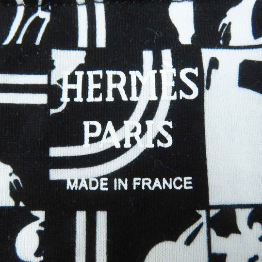HERMES Short sleeve T-shirt Main: 100% cotton Black White BRIDES DE GALA en Desordre Ceremonial bridles Women 34 Used Authentic