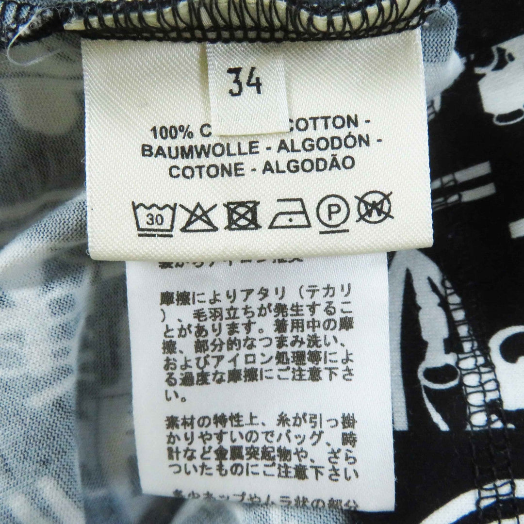 HERMES Short sleeve T-shirt Main: 100% cotton Black White BRIDES DE GALA en Desordre Ceremonial bridles Women 34 Used Authentic