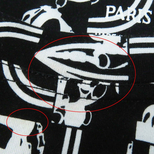 HERMES Short sleeve T-shirt Main: 100% cotton Black White BRIDES DE GALA en Desordre Ceremonial bridles Women 34 Used Authentic