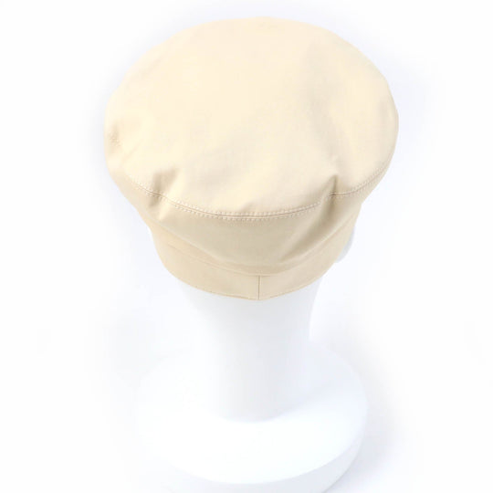 HERMES Casquette Main: 96% cotton, Main: 4% polyurethane, Part: sheep leather, Lining: 65% rayon, Lining: 35% silk beige Kabul Cricket Women 56 Used Authentic