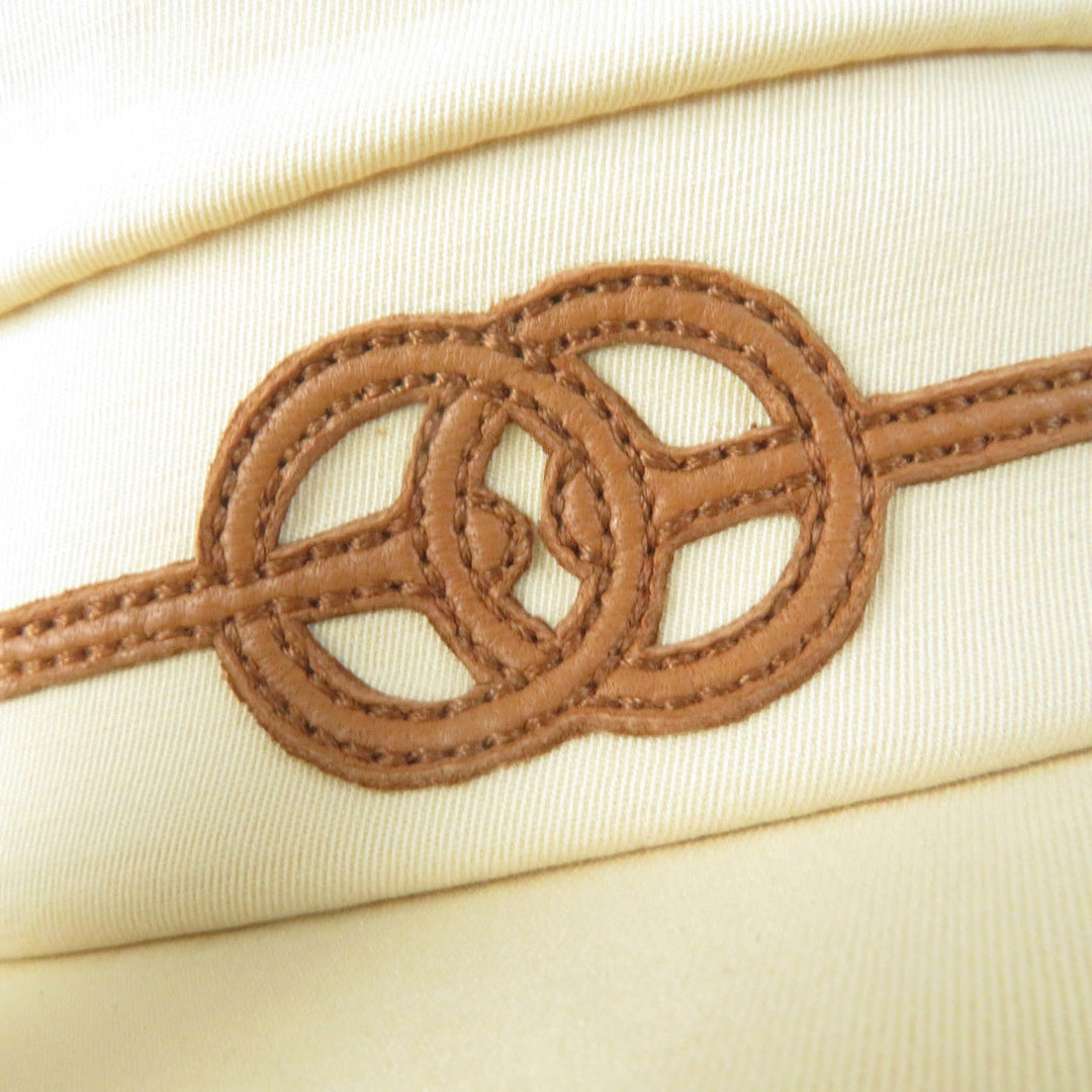 HERMES Casquette Main: 96% cotton, Main: 4% polyurethane, Part: sheep leather, Lining: 65% rayon, Lining: 35% silk beige Kabul Cricket Women 56 Used Authentic