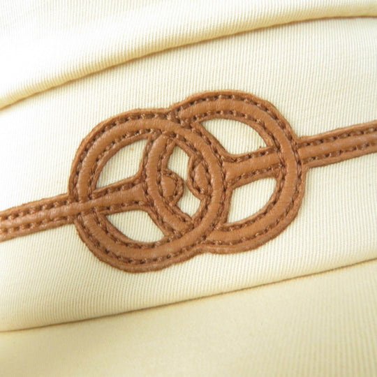 HERMES Casquette Main: 96% cotton, Main: 4% polyurethane, Part: sheep leather, Lining: 65% rayon, Lining: 35% silk beige Kabul Cricket Women 56 Used Authentic