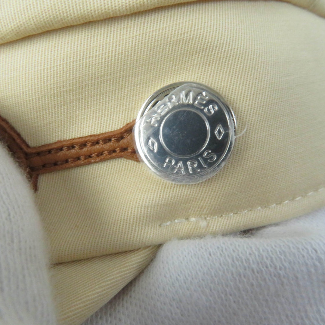HERMES Casquette Main: 96% cotton, Main: 4% polyurethane, Part: sheep leather, Lining: 65% rayon, Lining: 35% silk beige Kabul Cricket Women 56 Used Authentic