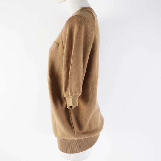 PRADA Short sleeve knit P24Z0L Main: 100% cashmere Brown Women 36 Used Authentic