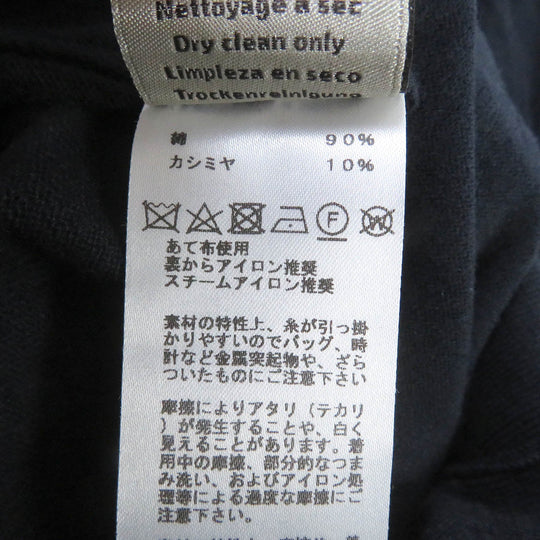 HERMES Short sleeve knit Main: 90% cotton, Main: 10% cashmere Navy mens L Used Authentic