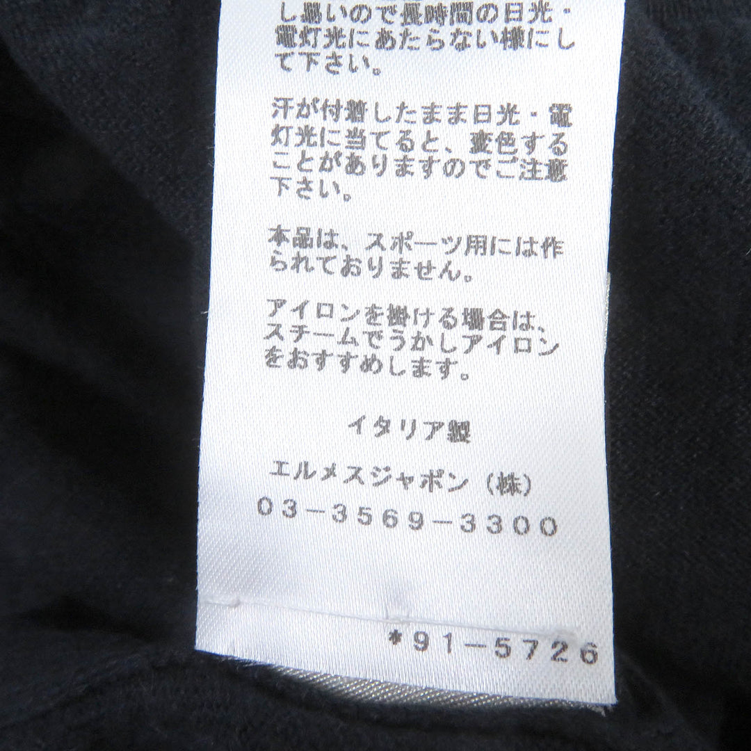 HERMES Short sleeve knit Main: 90% cotton, Main: 10% cashmere Navy mens L Used Authentic