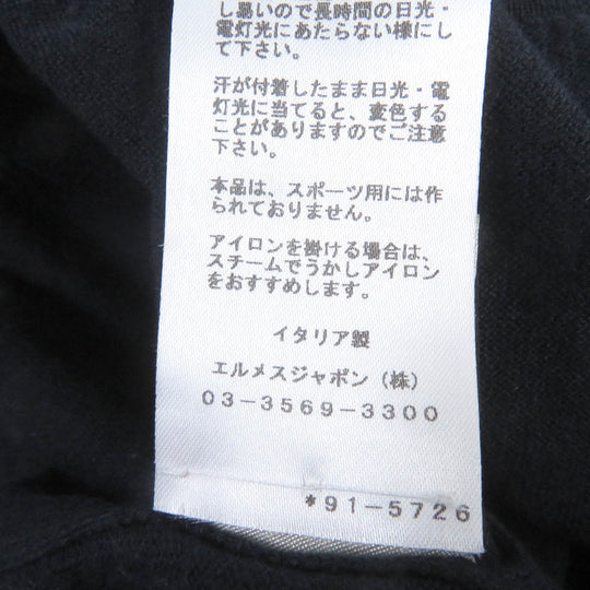 HERMES Short sleeve knit Main: 90% cotton, Main: 10% cashmere Navy mens L Used Authentic
