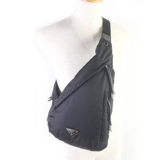 PRADA Shoulder Bag 2VZ092 Re-Nylon, leather black mens Used Authentic