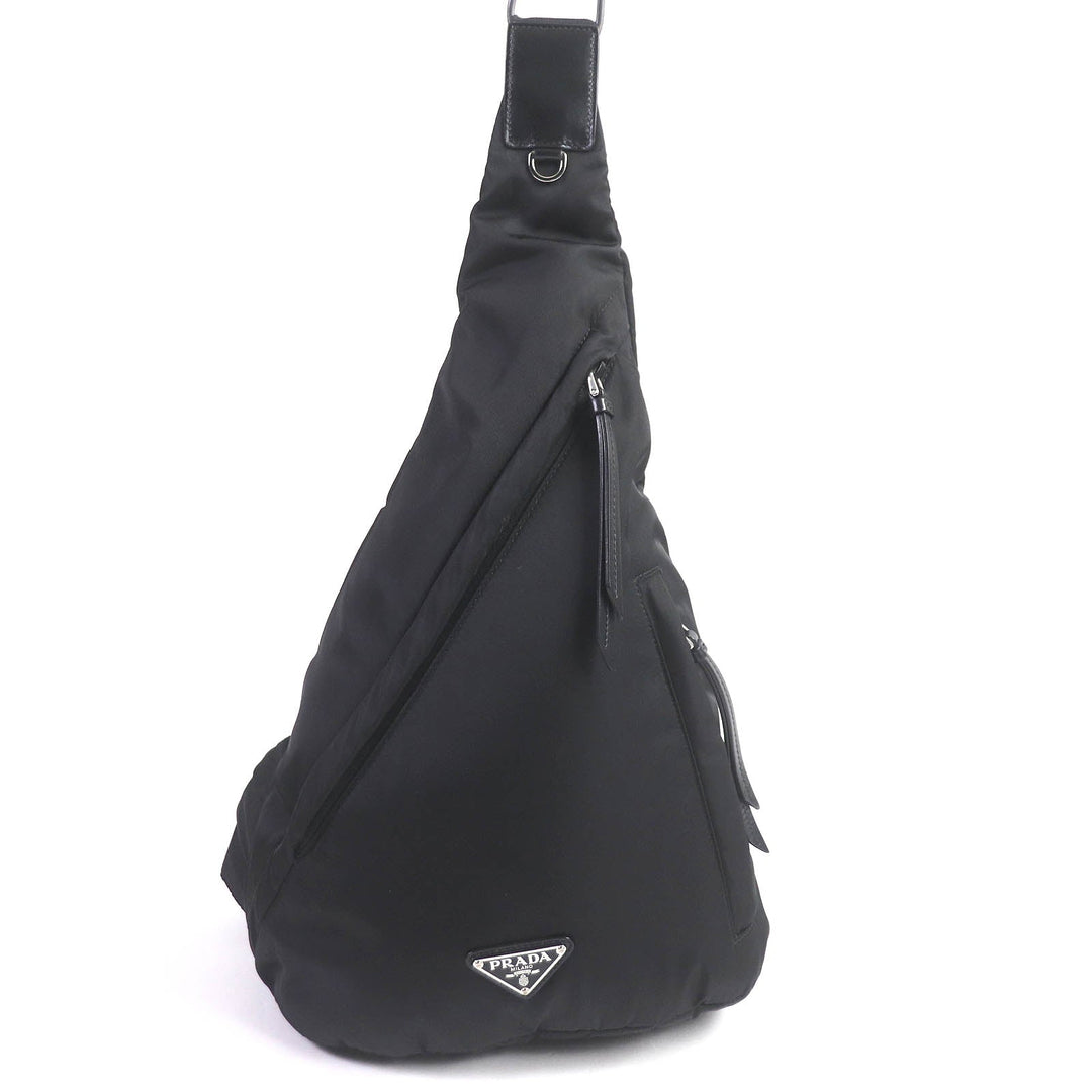 PRADA Shoulder Bag 2VZ092 Re-Nylon, leather black mens Used Authentic