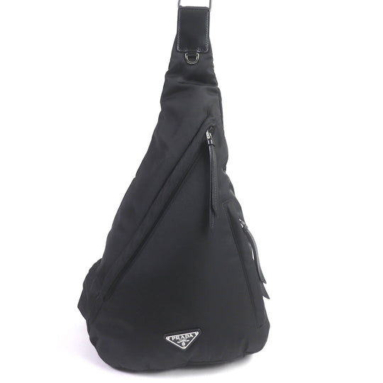 PRADA Shoulder Bag 2VZ092 Re-Nylon, leather black mens Used Authentic