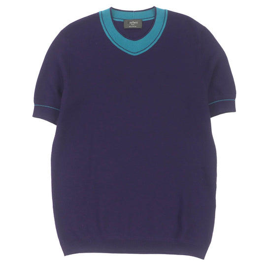 Berluti Short sleeve knit Main: 70% wool, Main: 30% silk purple mens 44 Used Authentic