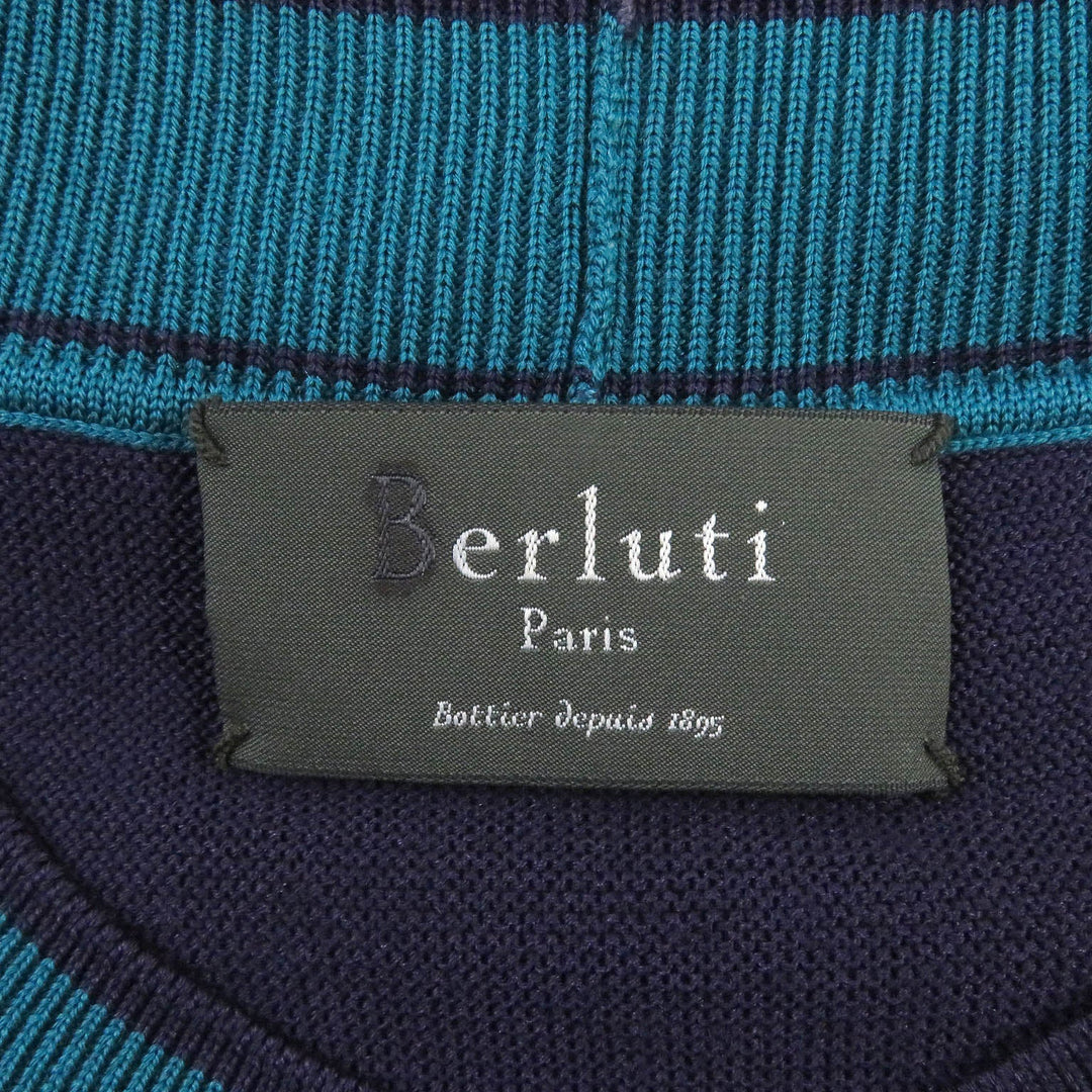 Berluti Short sleeve knit Main: 70% wool, Main: 30% silk purple mens 44 Used Authentic