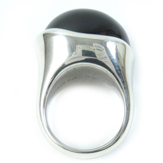 TIFFANY&Co. Ring Main: SV925, Part: Black jade Black Silver Elsa Peretti cabochon ring Women Used Authentic