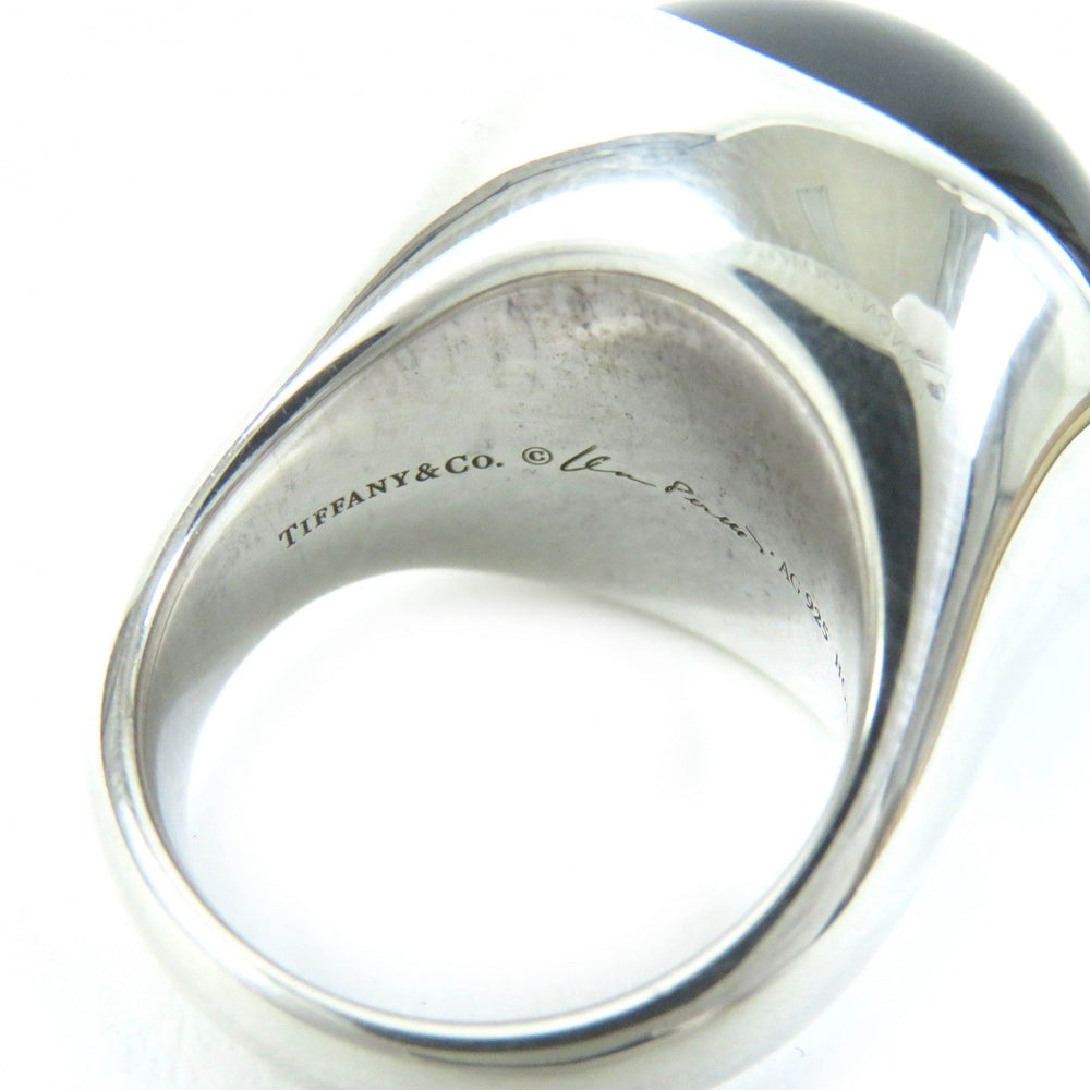 TIFFANY&Co. Ring Main: SV925, Part: Black jade Black Silver Elsa Peretti cabochon ring Women Used Authentic