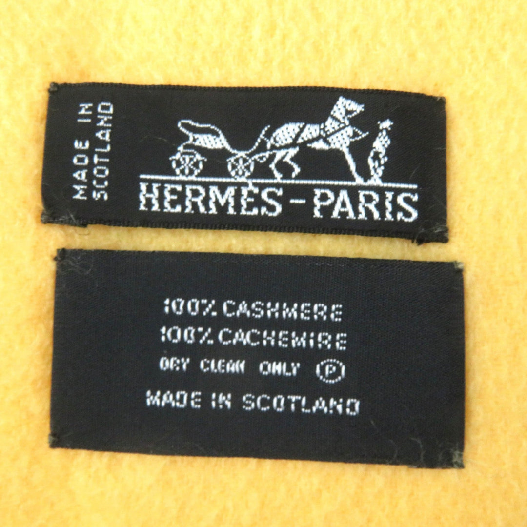 HERMES Stall Main: 100% cashmere yellow Women Used Authentic