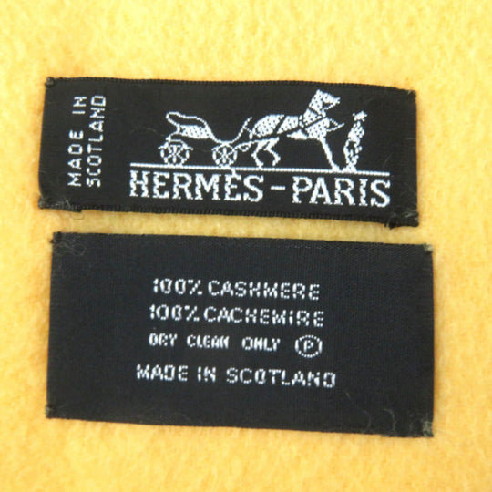 HERMES Stall Main: 100% cashmere yellow Women Used Authentic