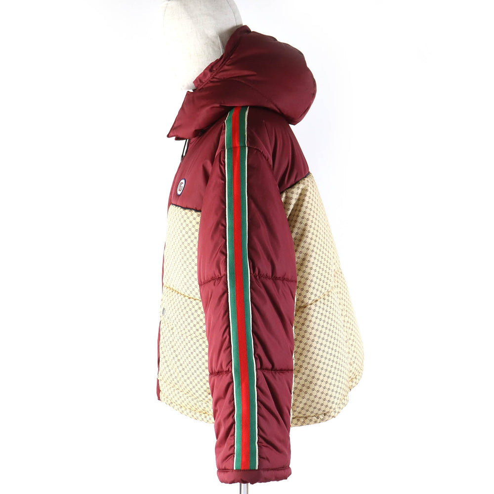 GUCCI Jacket 663279 Main: 100% nylon, Filling: 100% polyester, Part: 100% polyester, Lining: 100% nylon Bordeaux Beige type PARACHUTE NYLON PADDED GG Women 38 Used Authentic