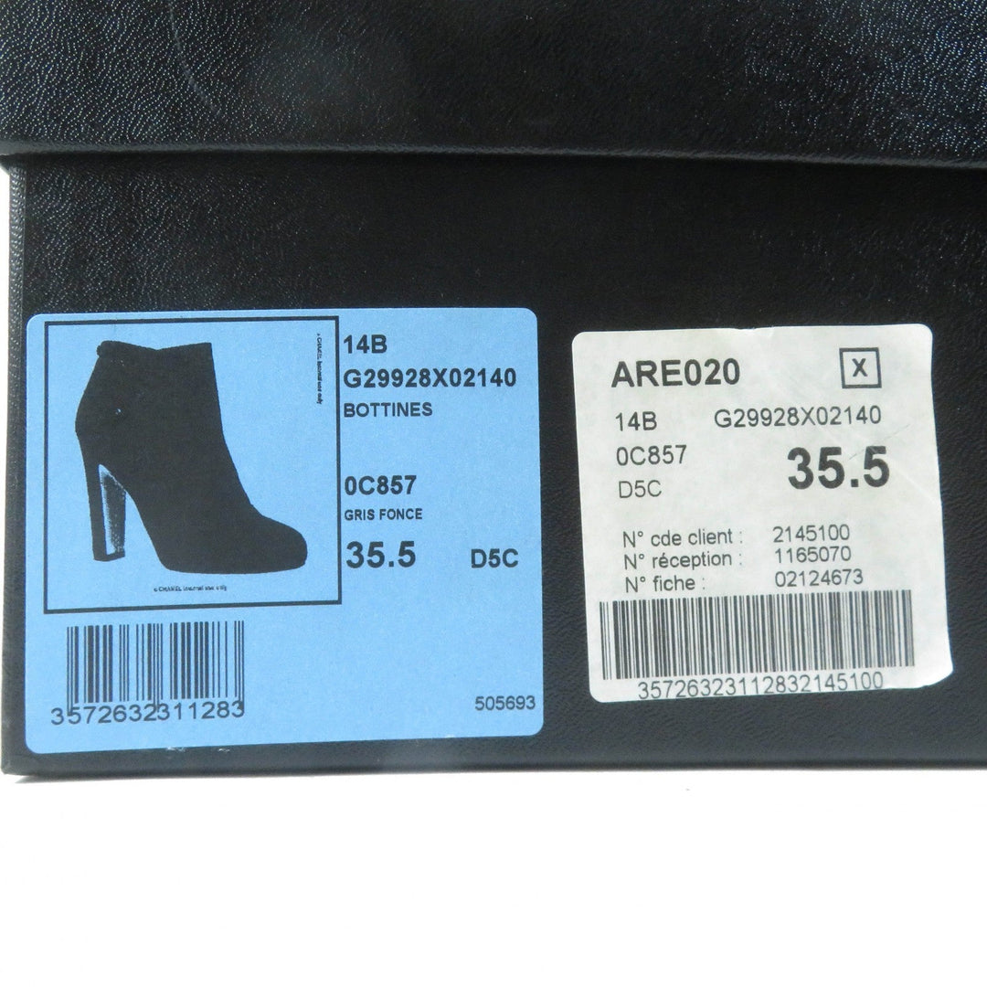 CHANEL Ankle boots G29928 Main: Suede leather Dark gray type Women 35 1/2 Used Authentic