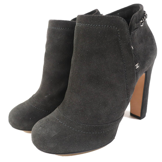 CHANEL Ankle boots G29928 Main: Suede leather Dark gray type Women 35 1/2 Used Authentic