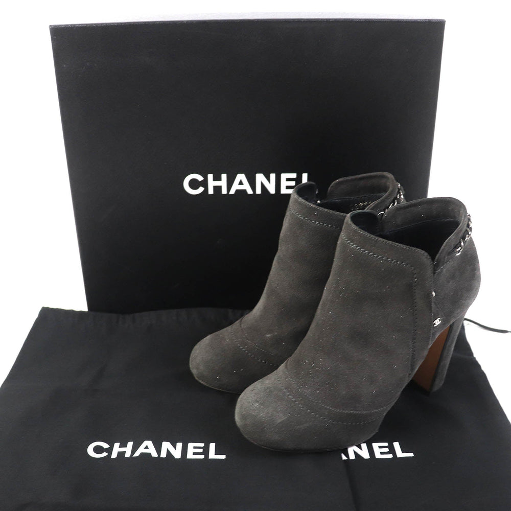 CHANEL Ankle boots G29928 Main: Suede leather Dark gray type Women 35 1/2 Used Authentic