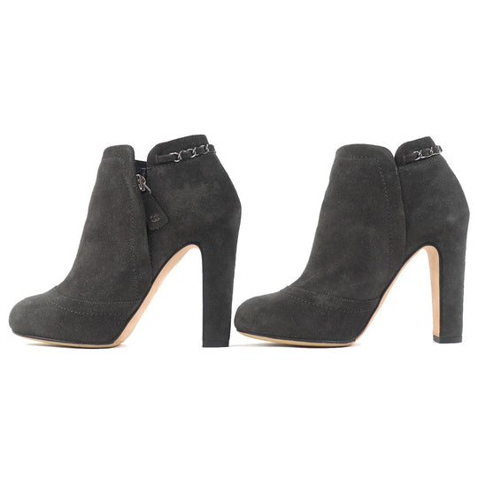 CHANEL Ankle boots G29928 Main: Suede leather Dark gray type Women 35 1/2 Used Authentic