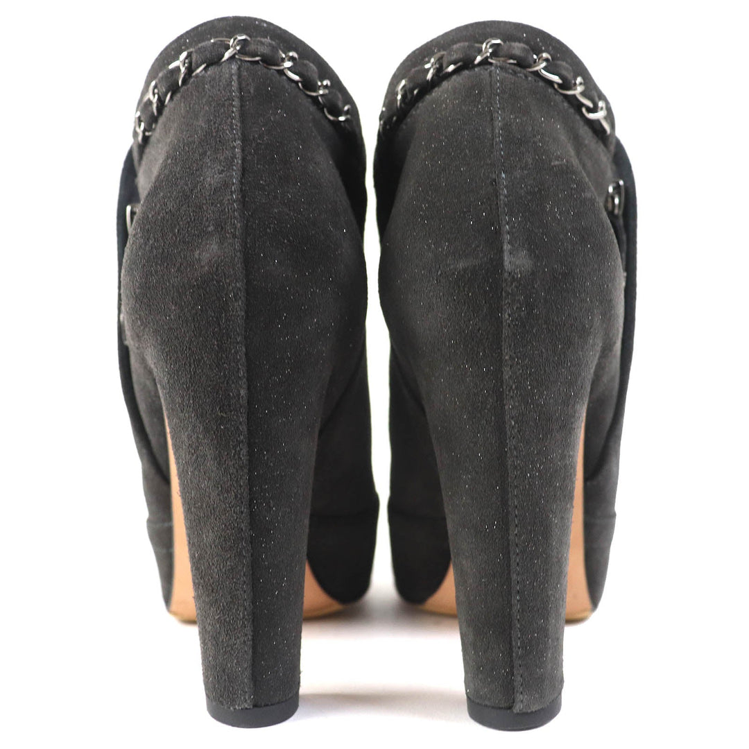CHANEL Ankle boots G29928 Main: Suede leather Dark gray type Women 35 1/2 Used Authentic