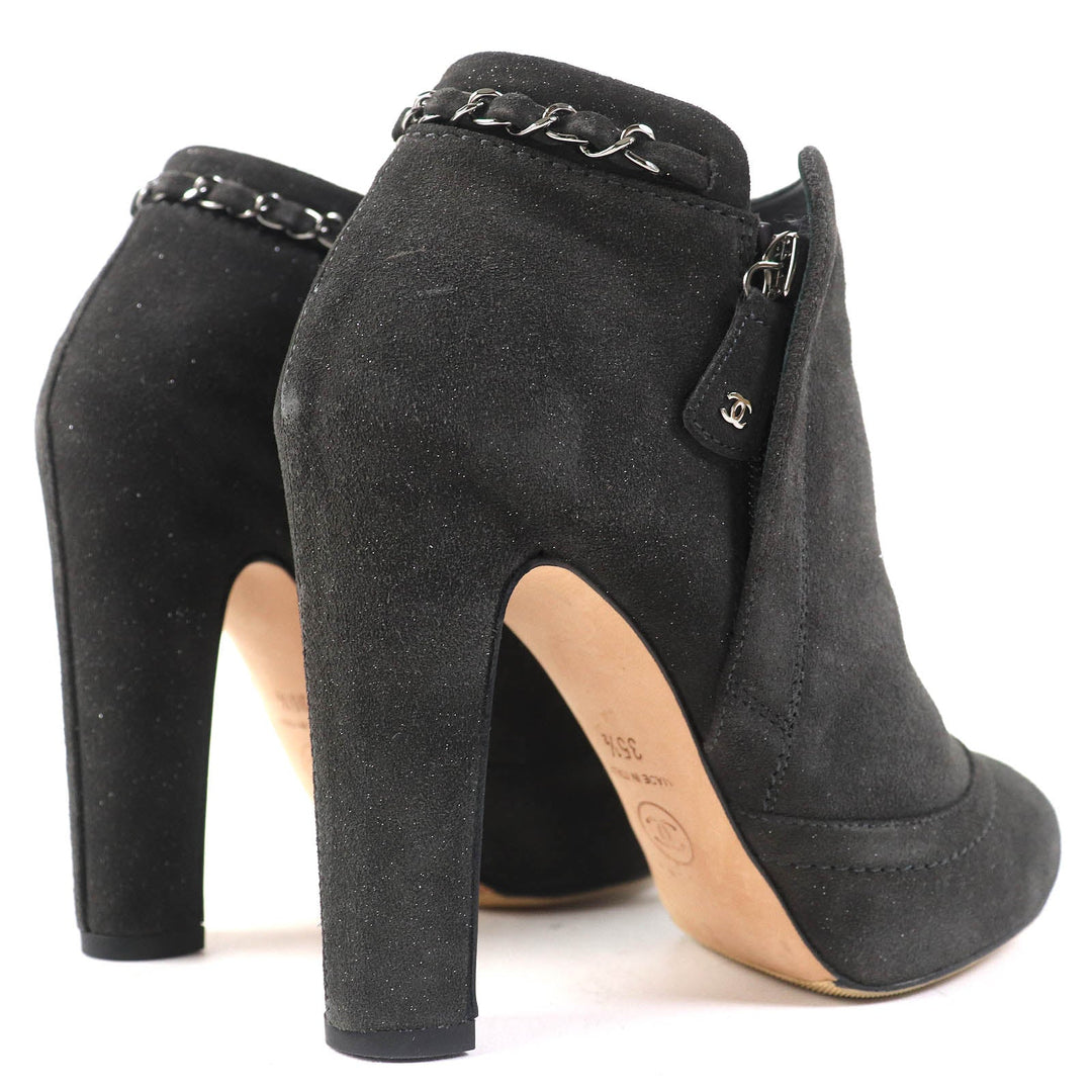 CHANEL Ankle boots G29928 Main: Suede leather Dark gray type Women 35 1/2 Used Authentic