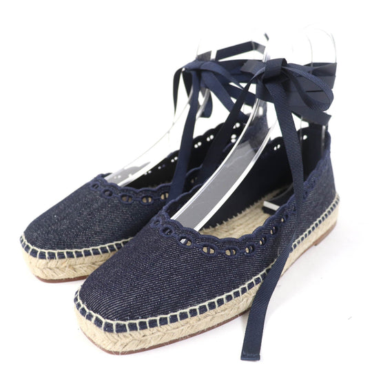 HERMES Slip-on 231140Z Main: Denim Indigo Women 37 Used Authentic