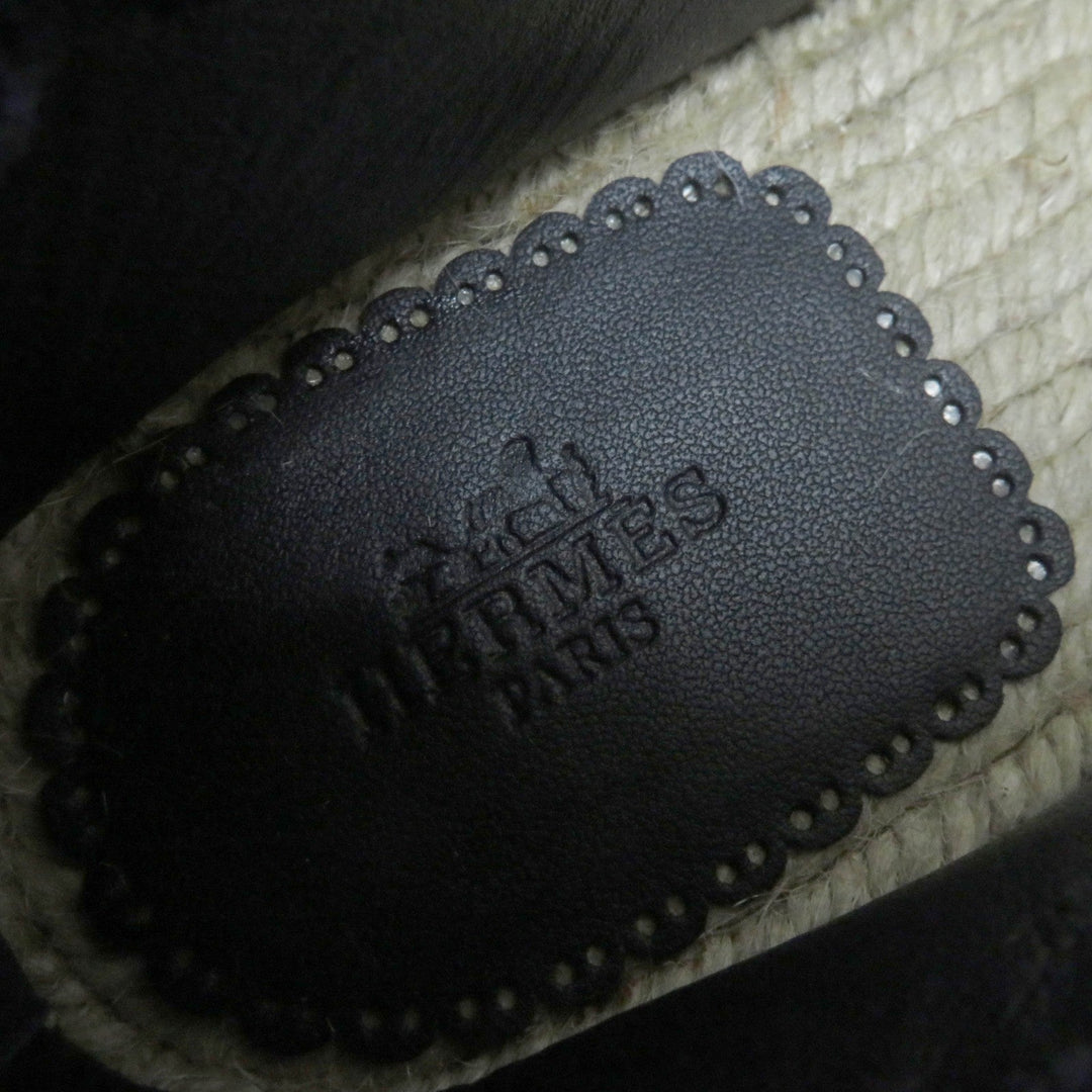 HERMES Slip-on 231140Z Main: Denim Indigo Women 37 Used Authentic