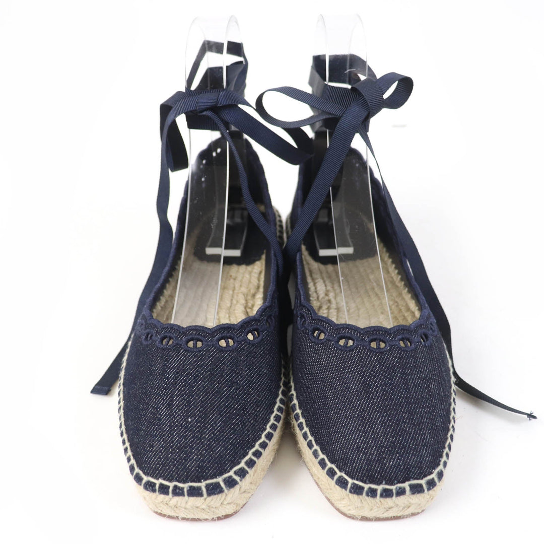 HERMES Slip-on 231140Z Main: Denim Indigo Women 37 Used Authentic