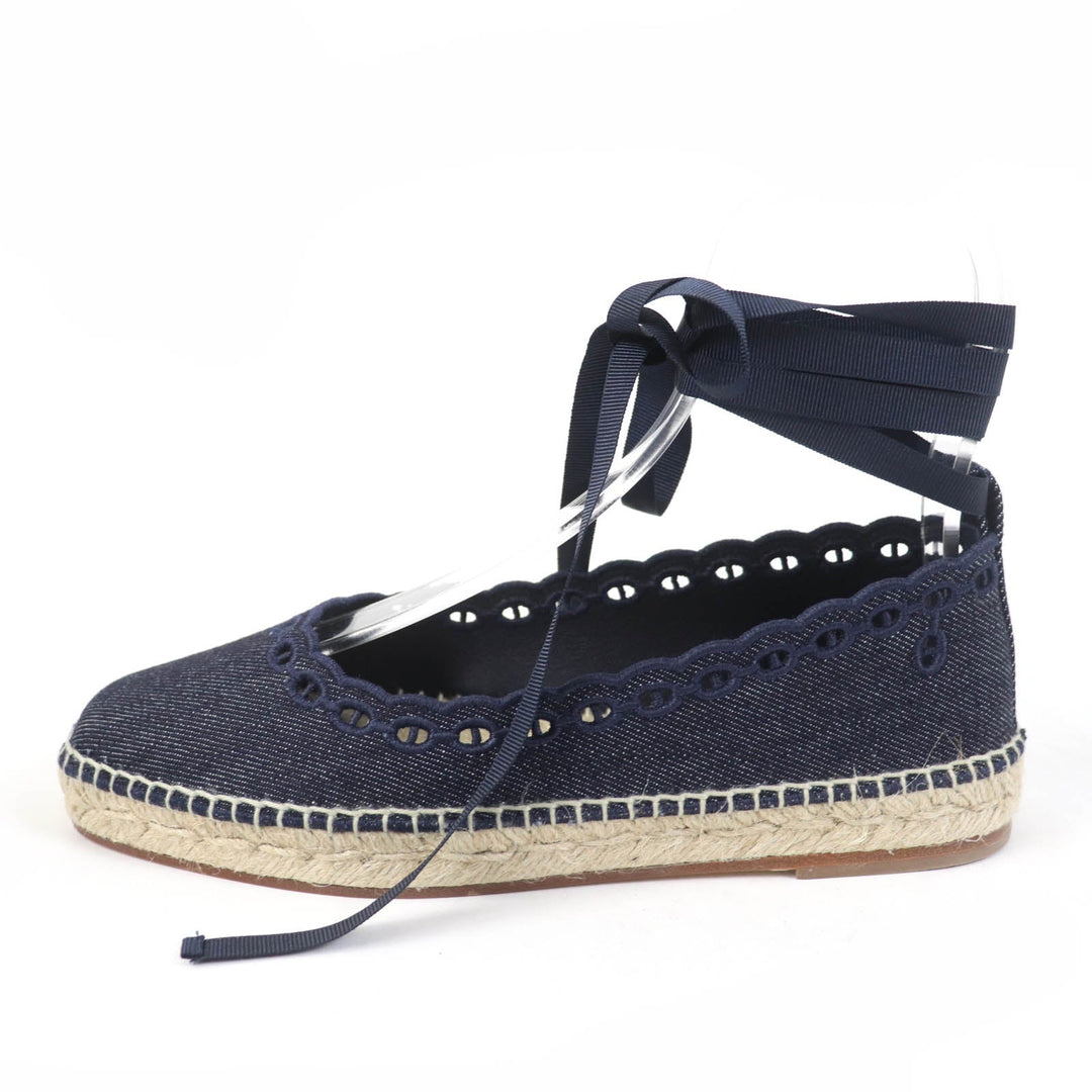 HERMES Slip-on 231140Z Main: Denim Indigo Women 37 Used Authentic