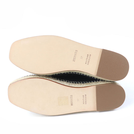 HERMES Slip-on 231140Z Main: Denim Indigo Women 37 Used Authentic