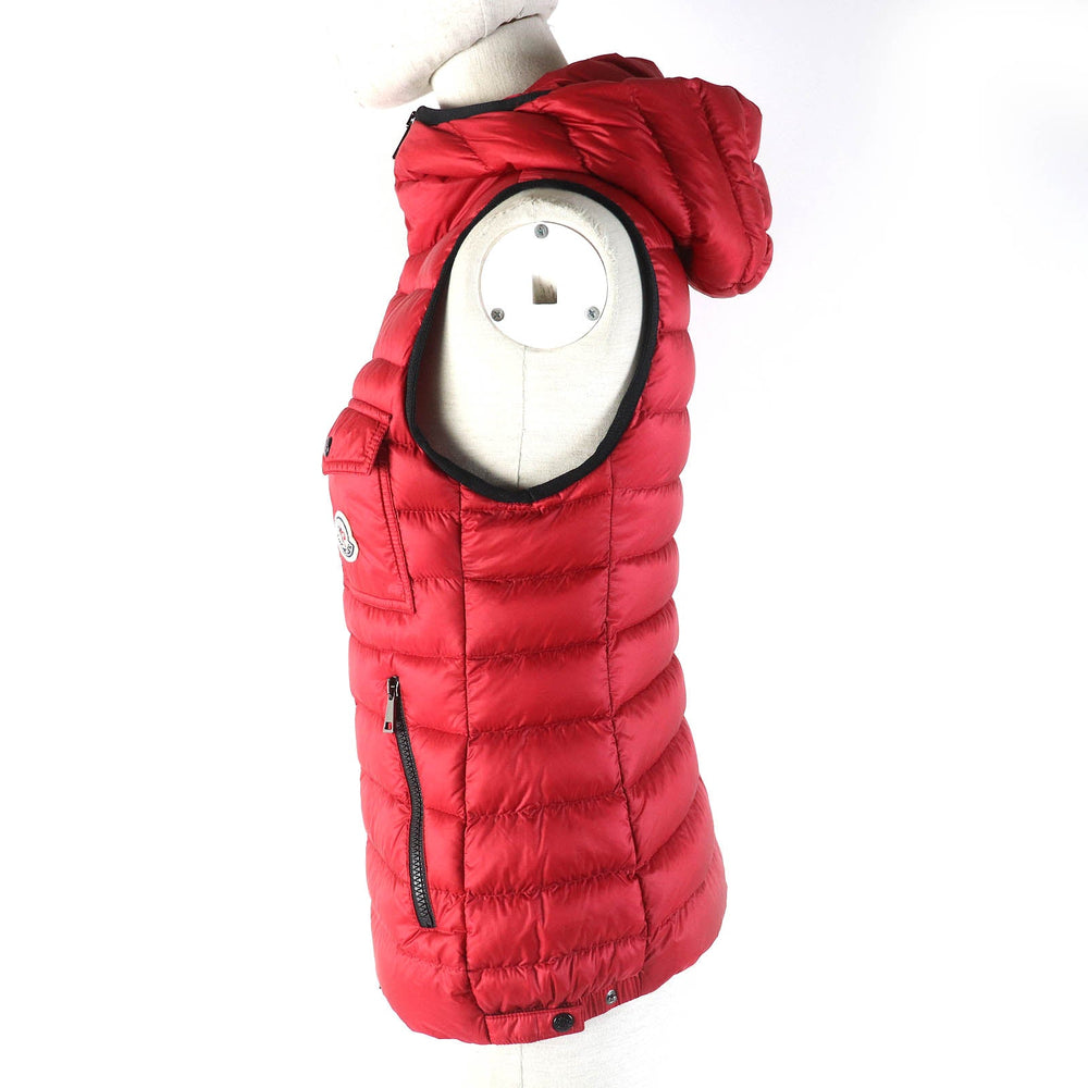 MONCLER Down vest Outer: 100% nylon, Lining: 100% nylon, Filling: 90% down, Filling: 10% feather, Hood lining: 100% nylon Red GLYCO Women Used Authentic