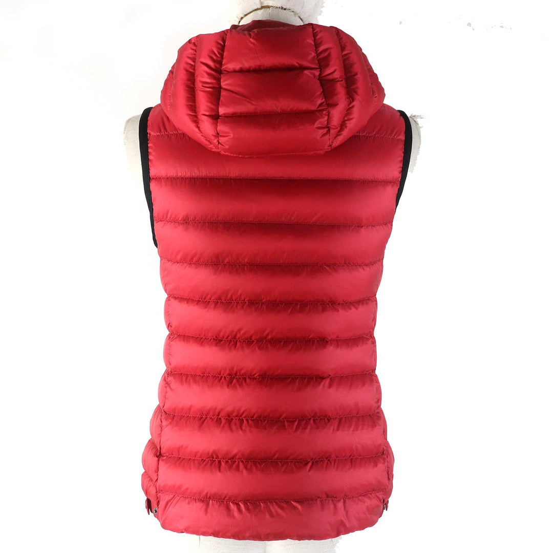 MONCLER Down vest Outer: 100% nylon, Lining: 100% nylon, Filling: 90% down, Filling: 10% feather, Hood lining: 100% nylon Red GLYCO Women Used Authentic