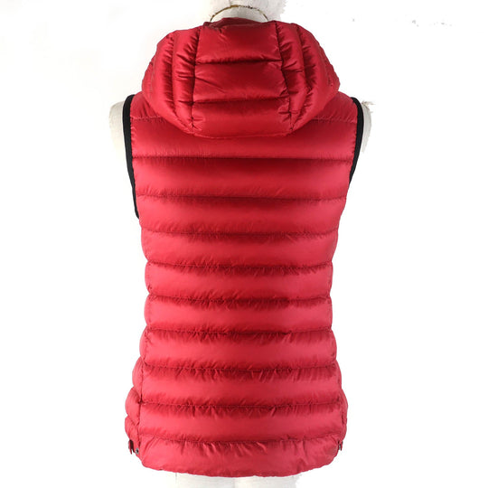 MONCLER Down vest Outer: 100% nylon, Lining: 100% nylon, Filling: 90% down, Filling: 10% feather, Hood lining: 100% nylon Red GLYCO Women Used Authentic