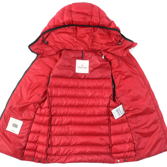 MONCLER Down vest Outer: 100% nylon, Lining: 100% nylon, Filling: 90% down, Filling: 10% feather, Hood lining: 100% nylon Red GLYCO Women Used Authentic