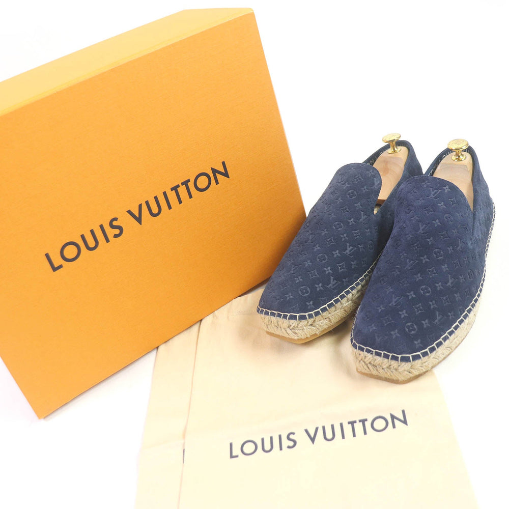 LOUIS VUITTON loafers Main: Suede leather Navy Vidar line mens 8 1/2 Used Authentic