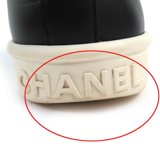CHANEL sneakers G34085 Main: Leather Black White Women 39 Used Authentic