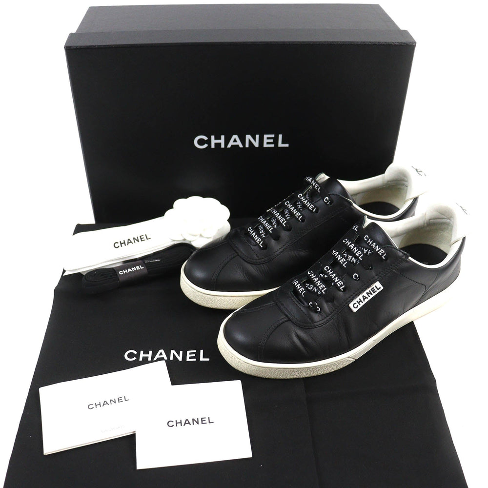 CHANEL sneakers G34085 Main: Leather Black White Women 39 Used Authentic