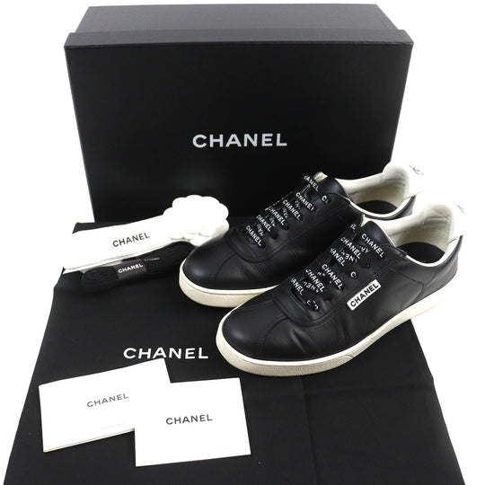 CHANEL sneakers G34085 Main: Leather Black White Women 39 Used Authentic