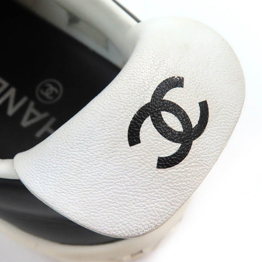 CHANEL sneakers G34085 Main: Leather Black White Women 39 Used Authentic